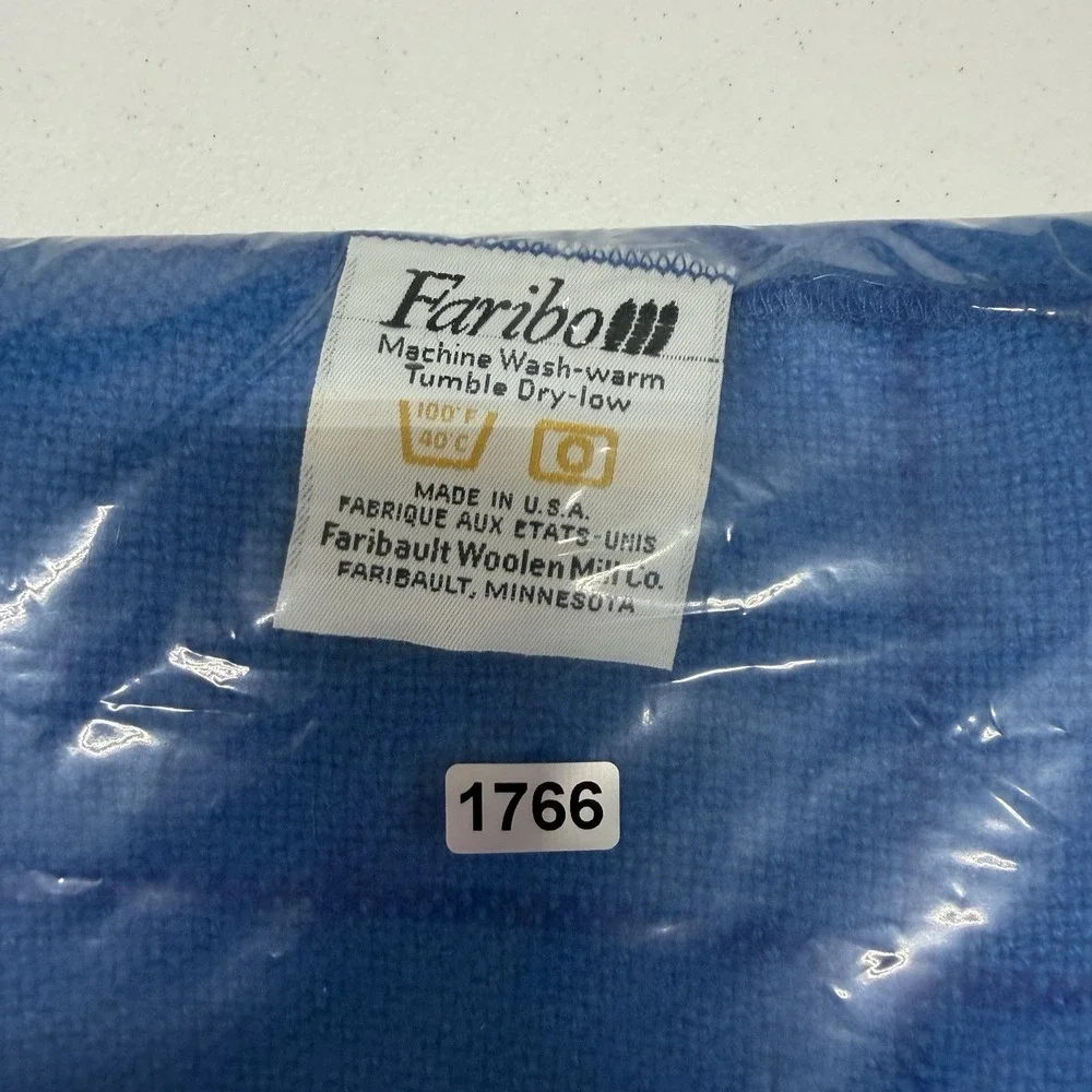 Vintage Faribo Wool Blend Blanket Throw Blue 38